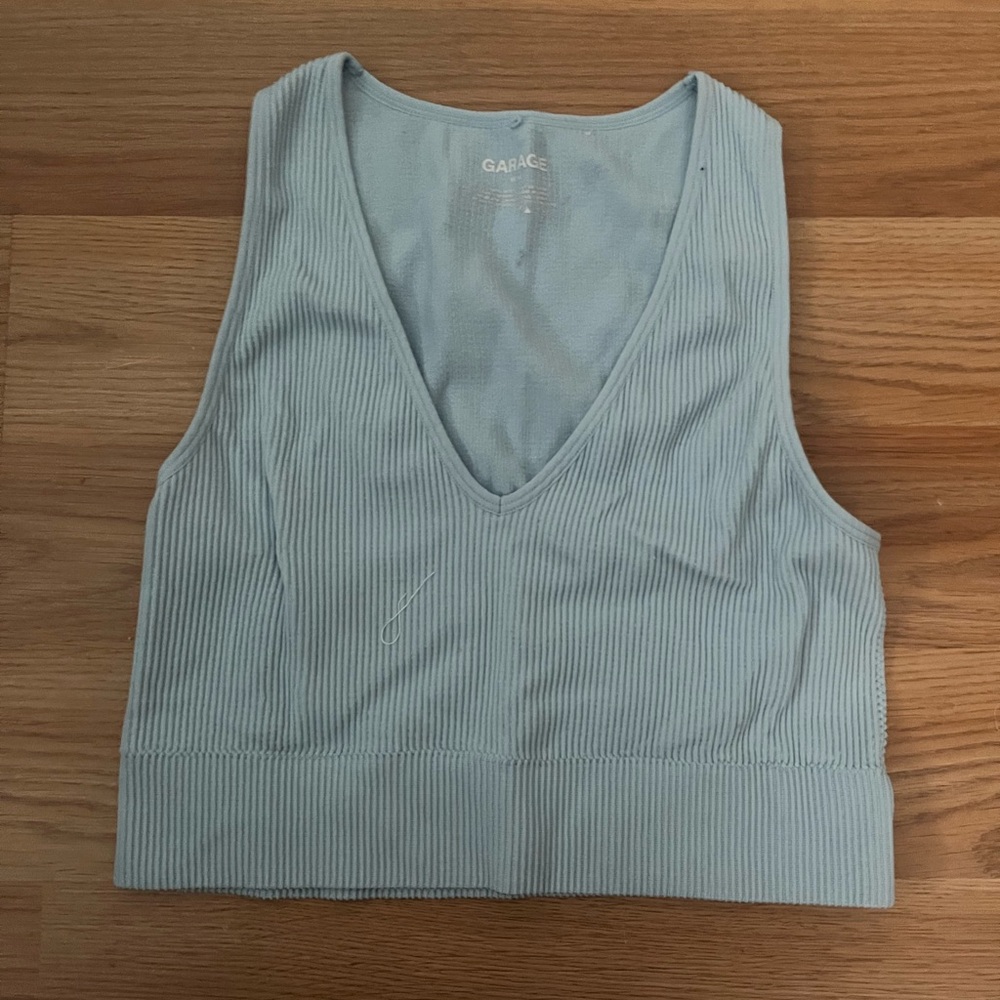 Garage size medium blue tank top
